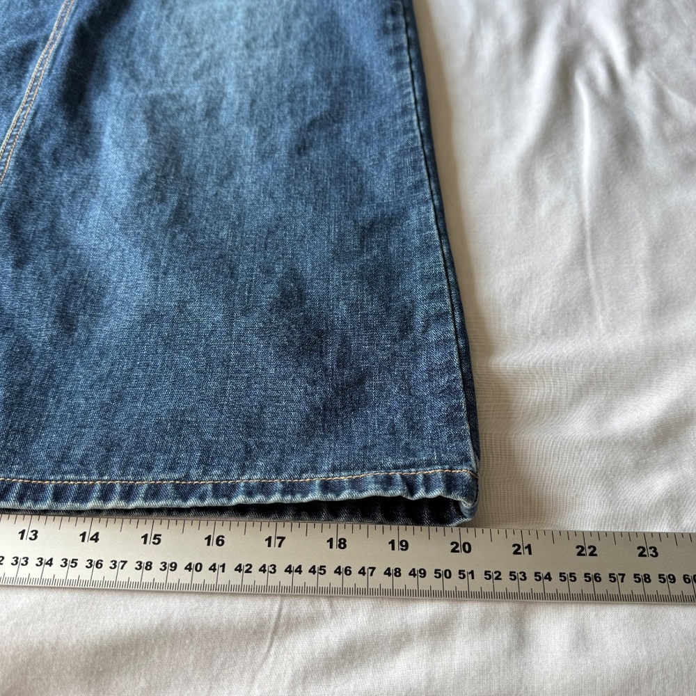 Vintage Y2K Old Navy Women's Denim Midi Jean Skirt Blue Size 16 Pockets 1/2 Slit - Picture 12 of 13